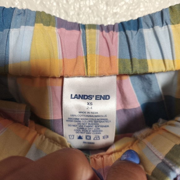 Lands End 100% Cotton Gingham Plaid Elastic Waist Short Cami PJ Set sz XS Pink - Picture 7 of 10